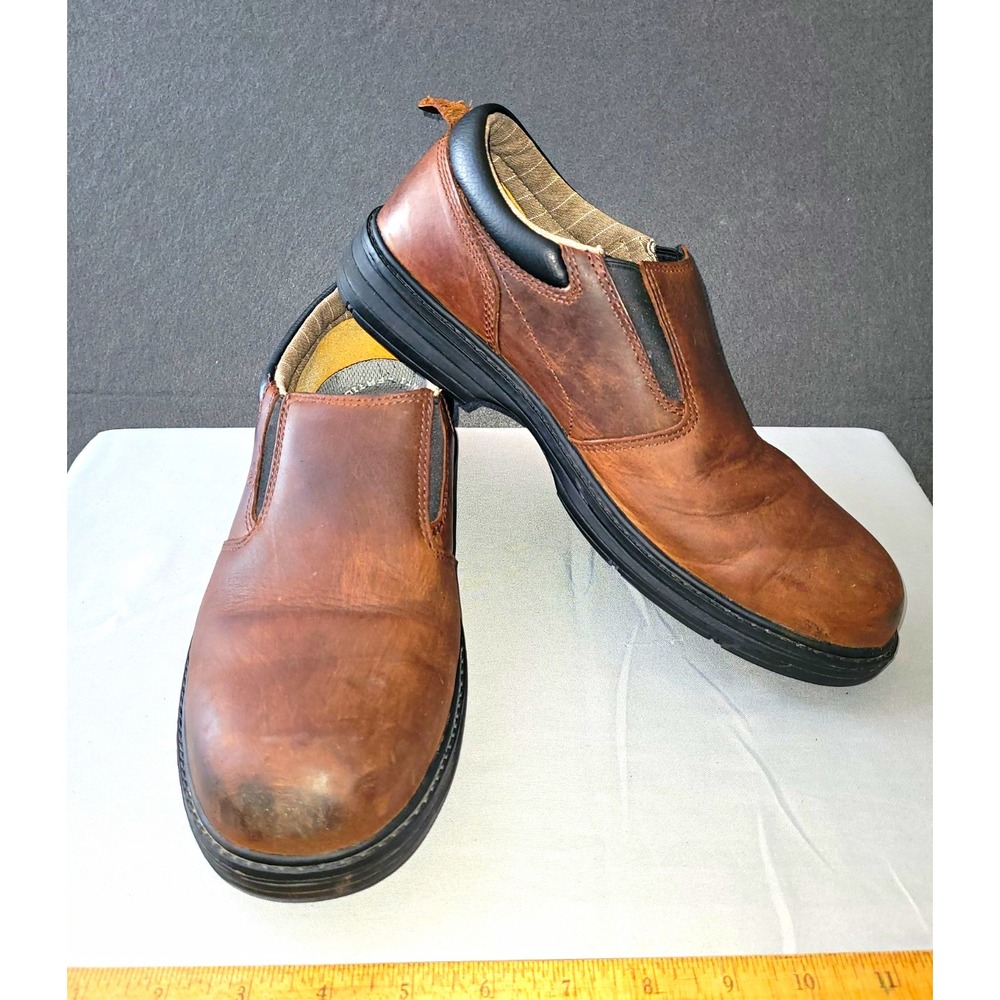 Caterpillar P90100 Men's 9M Brown Leather Steel Toe EH Slip-On Work Shoes
